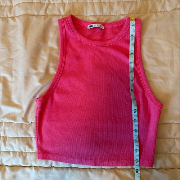 Zara Bright Pink Ribbed Top - Picture 3 of 6